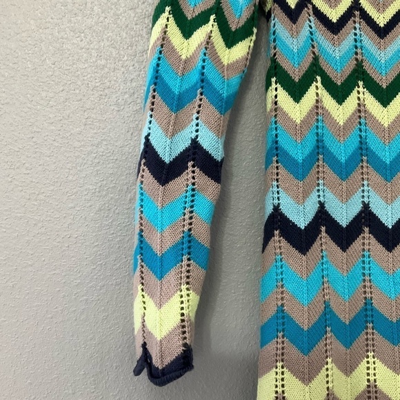 Hanna Andersson Blue Yellow Chevron Knit Long Sleeve Dress 120 (us size 6-7) - Picture 4 of 8